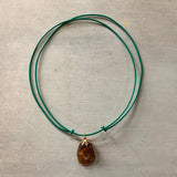Adjustable Seaglass Leather Necklace