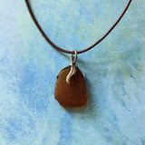 Simple Seaglass Pearl Leather Necklace