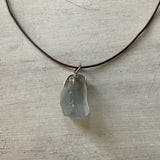Simple Seaglass Pearl Leather Necklace
