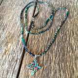 Abalone Floral Cross Necklace