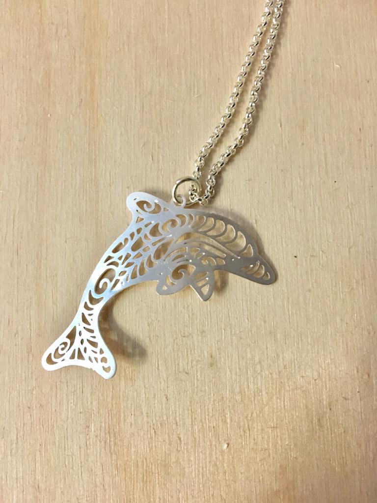 Silhouette Dolphin Brass Necklaces