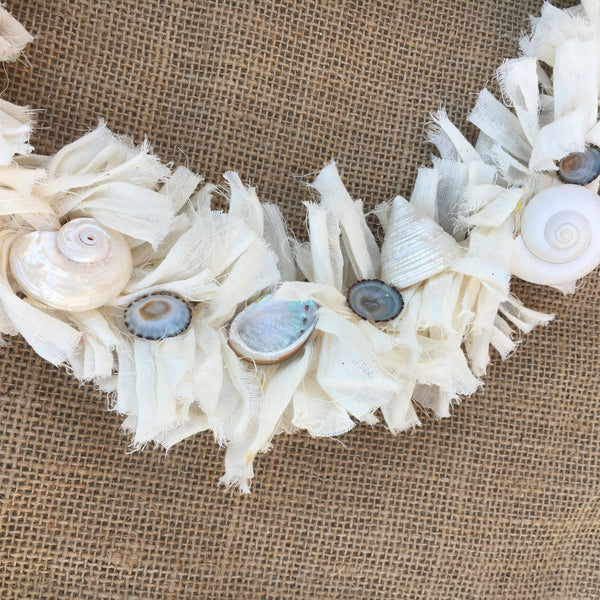 Shiny ribbon shell wreathe  ⋆。˚ リース シェル Shabby Ribbon Seashell Wreath – Sea Things Ventura