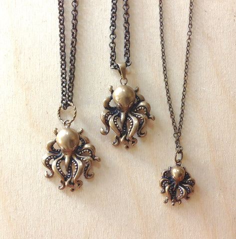 Brass Octopus Pendant Necklace