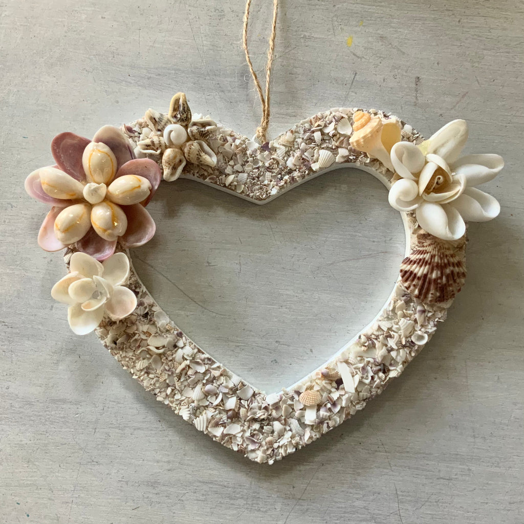 Seashell Floral Heart Wreath