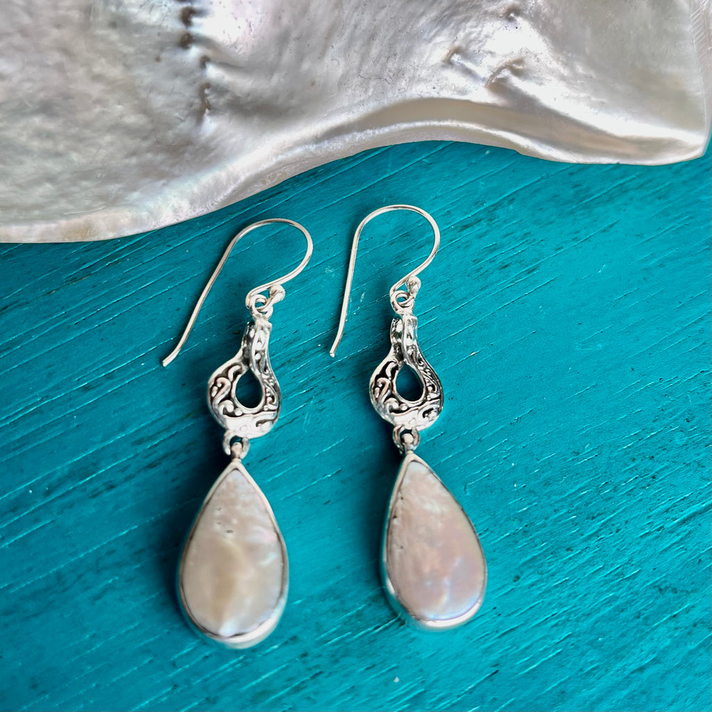Pearl Filigree Dangle Earrings