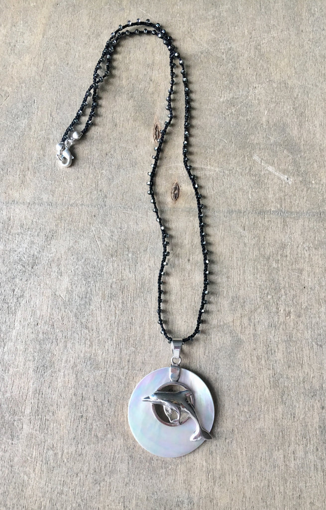 Dolphin MOP Circle Necklace