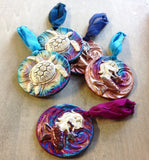 Raku Pottery Medallion Ornaments