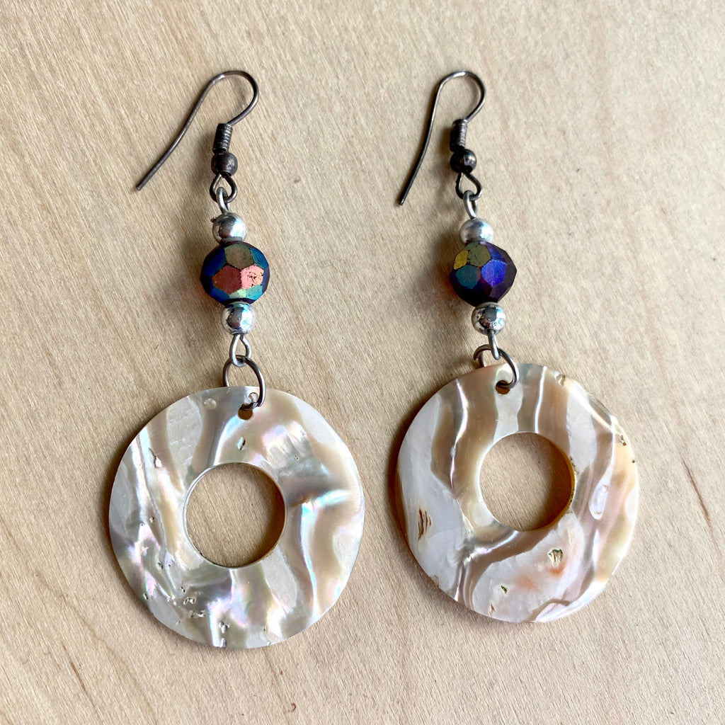 Abalone Donut Chip Earrings