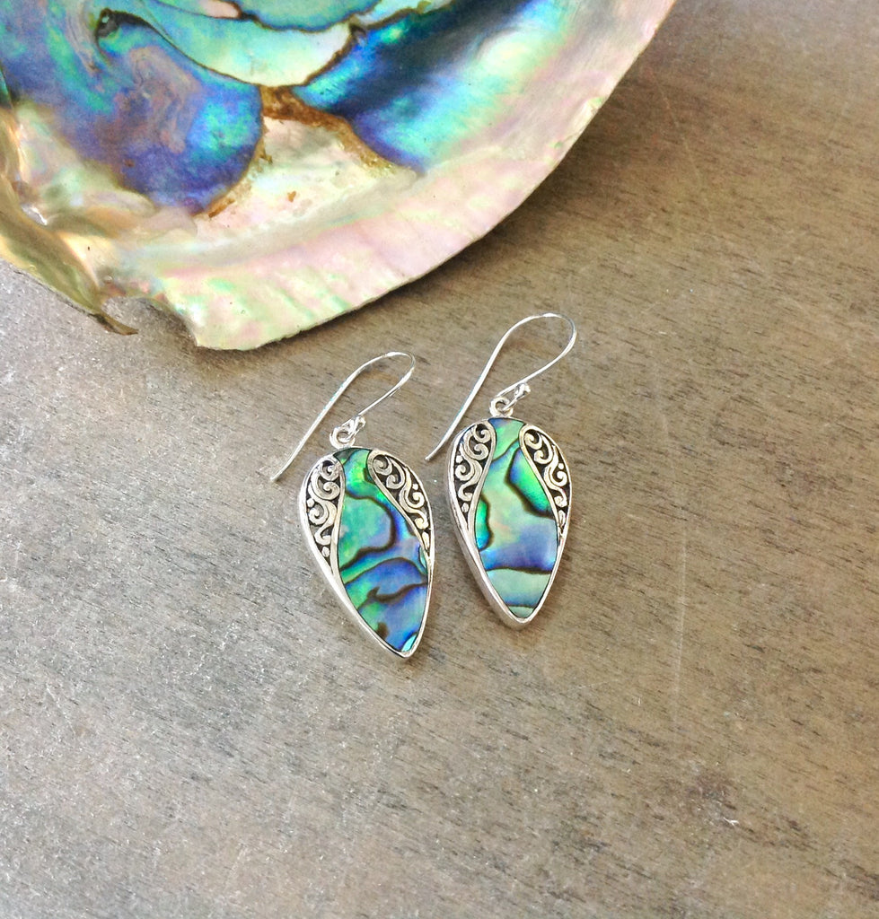 Abalone Filigree Pear Earrings