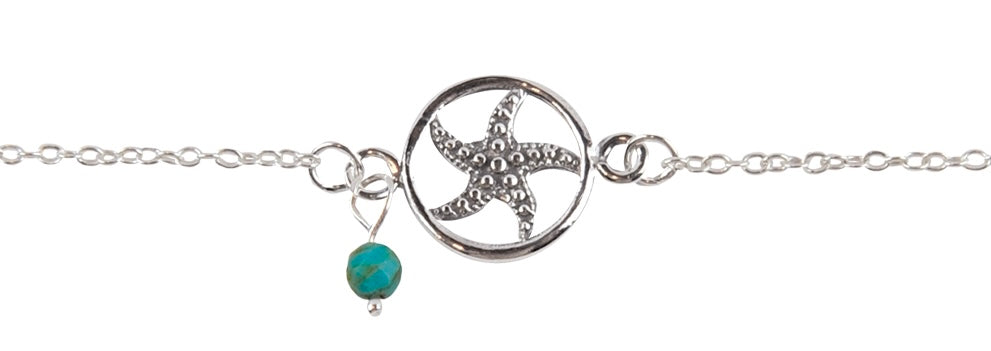 Starfish Charm Silver Anklet