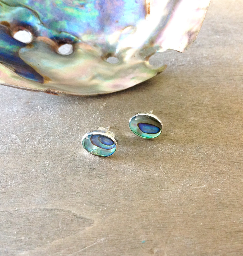 Abalone Inlay Stud Earrings