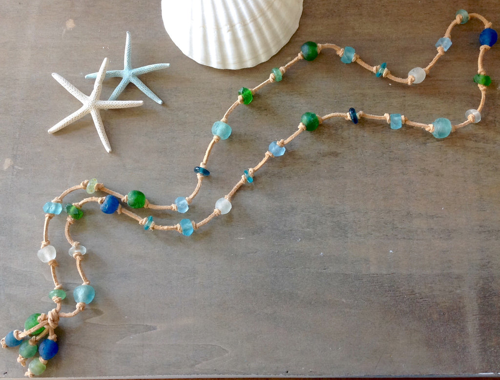 Carnival Seaglass & Leather Necklace