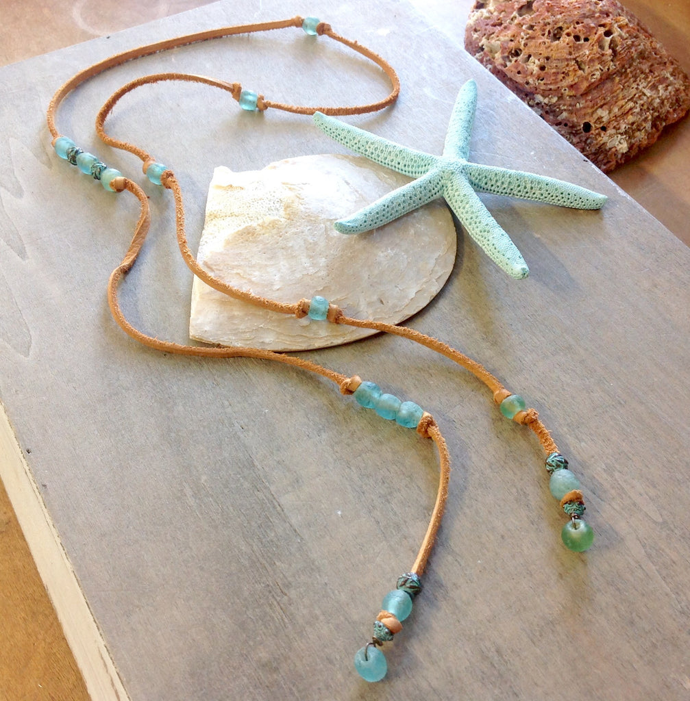 Leather Sea Patina Lariat