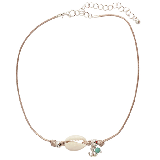 Cowrie Anchor Charm Necklace