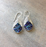 Abalone Drop Filigree Earrings