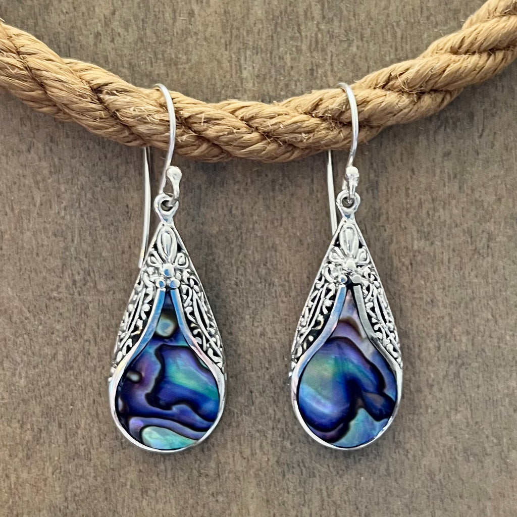Abalone Tower Tear Drop Earrings