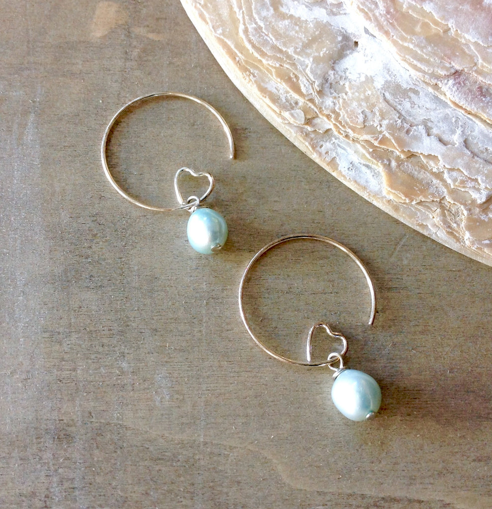 Deep Sea Pearl Hoop Earrings