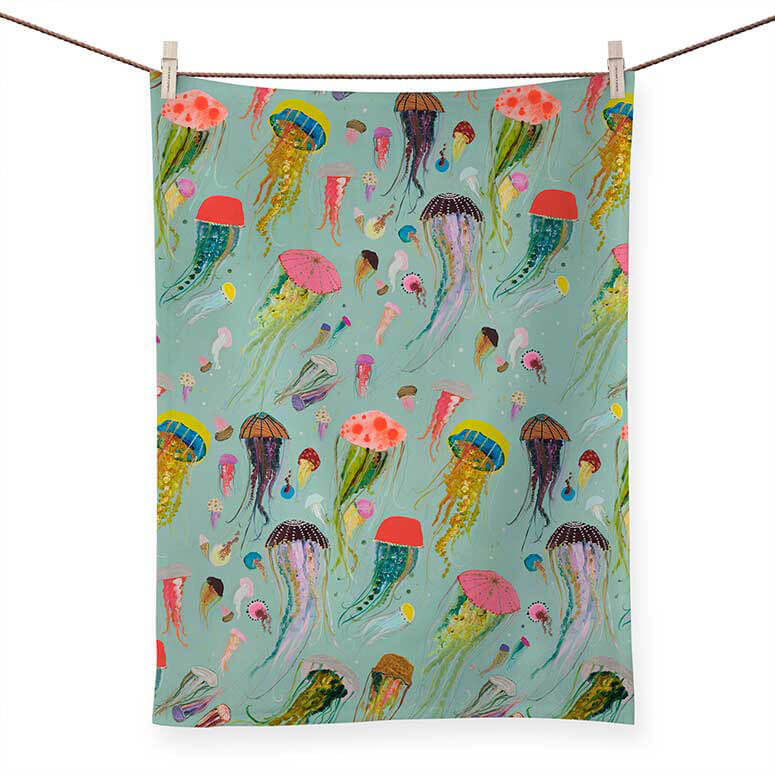 Floating Jellyfish Tea Towel