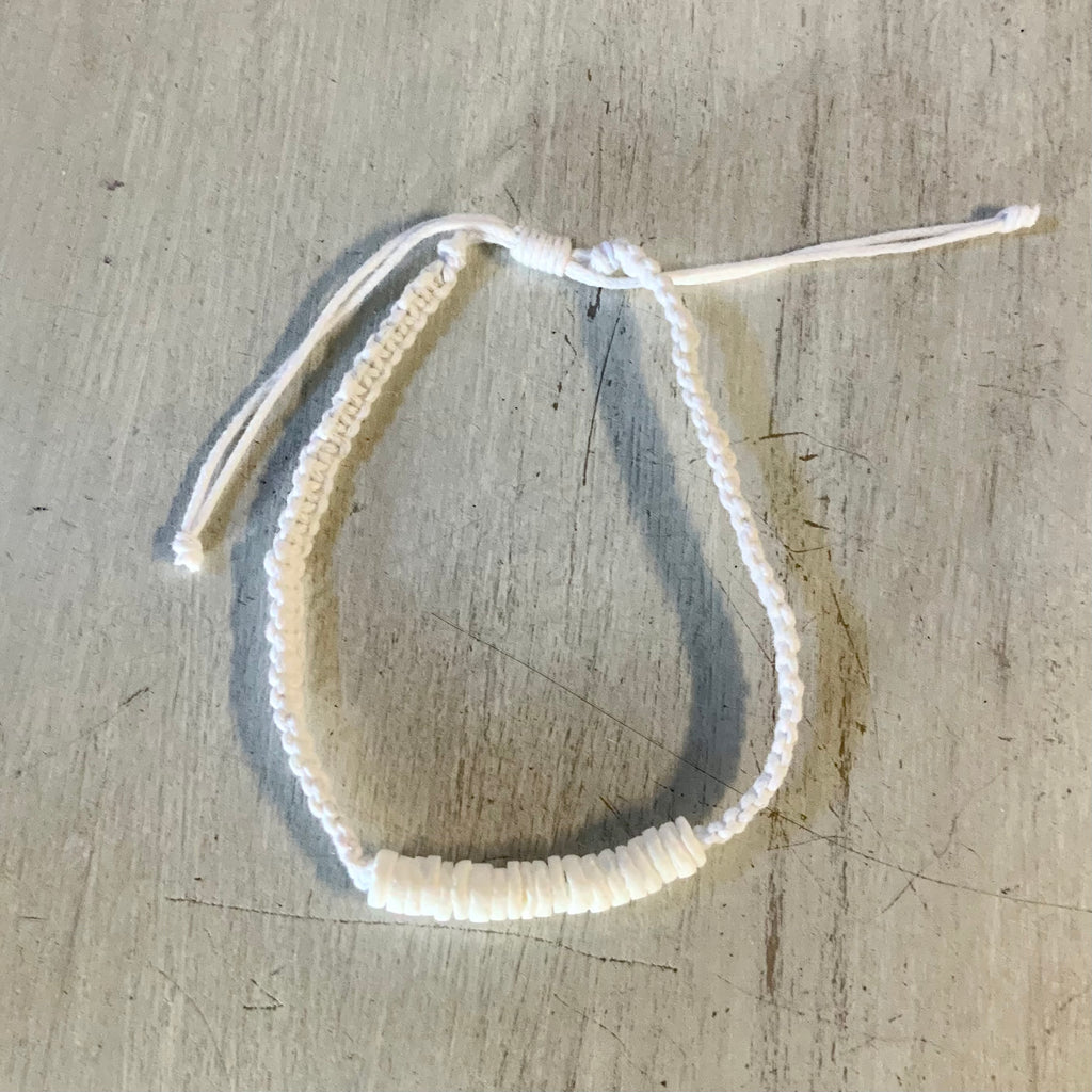 Puka Shell Bar Macrame Anklet