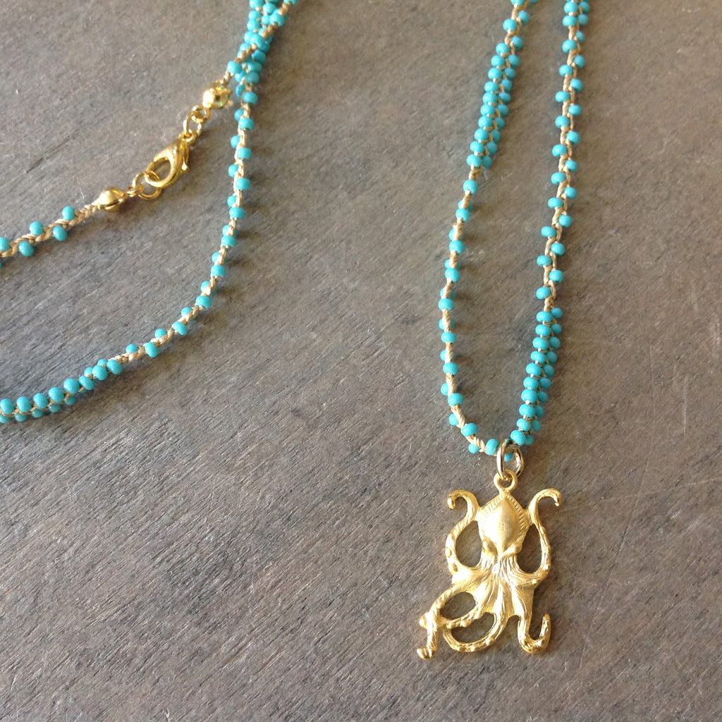 Gold Octopus Pendant Necklace