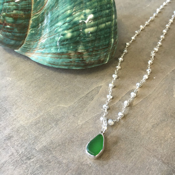 Sea Glass Treasure Necklace (Choose Color)