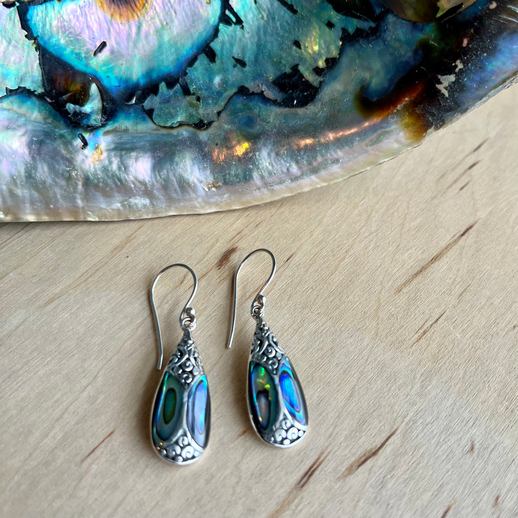 Stylized Ladybug Abalone Earrings
