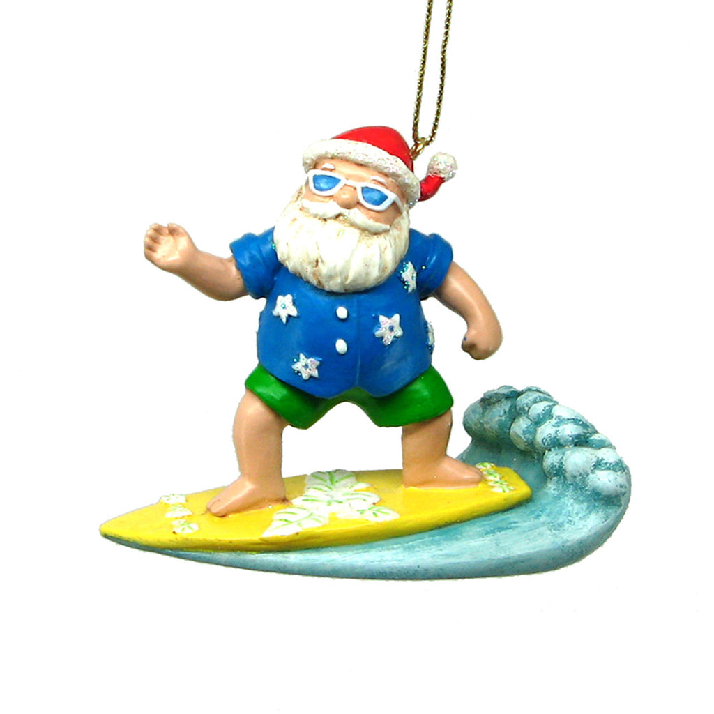 Surfer Dude Santa Ornament