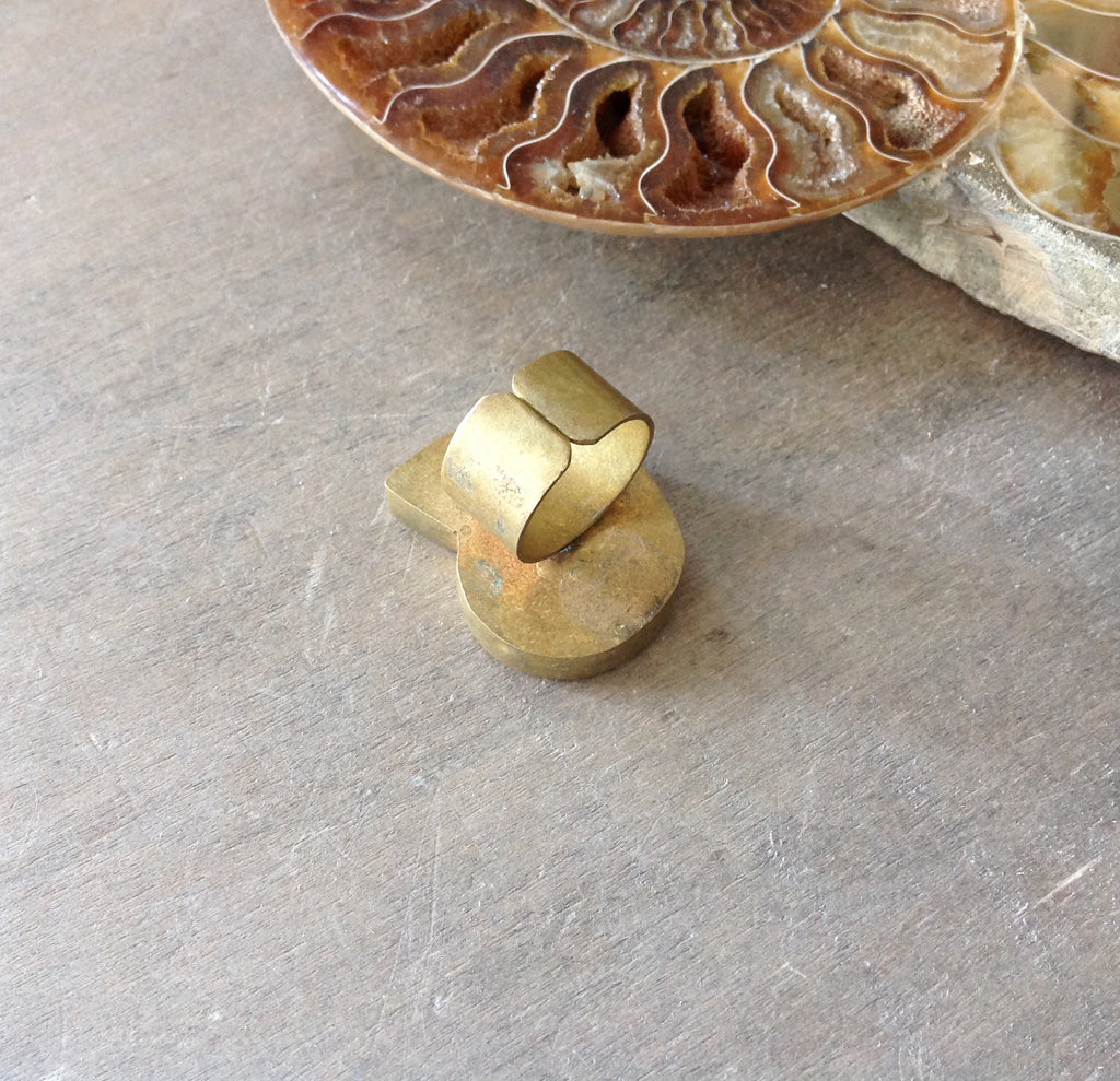 Fossil Ammonite Brass Ring