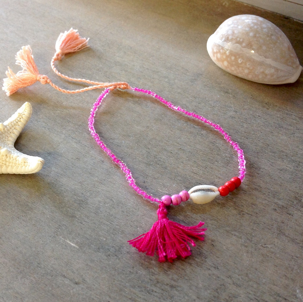 Cowrie Seashell Tassel Anklet