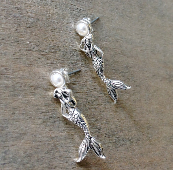 Sterling Silver Mermaid Small Dangle Earrings