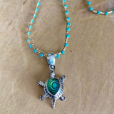 Abalone Turtle Seed Bead Necklace