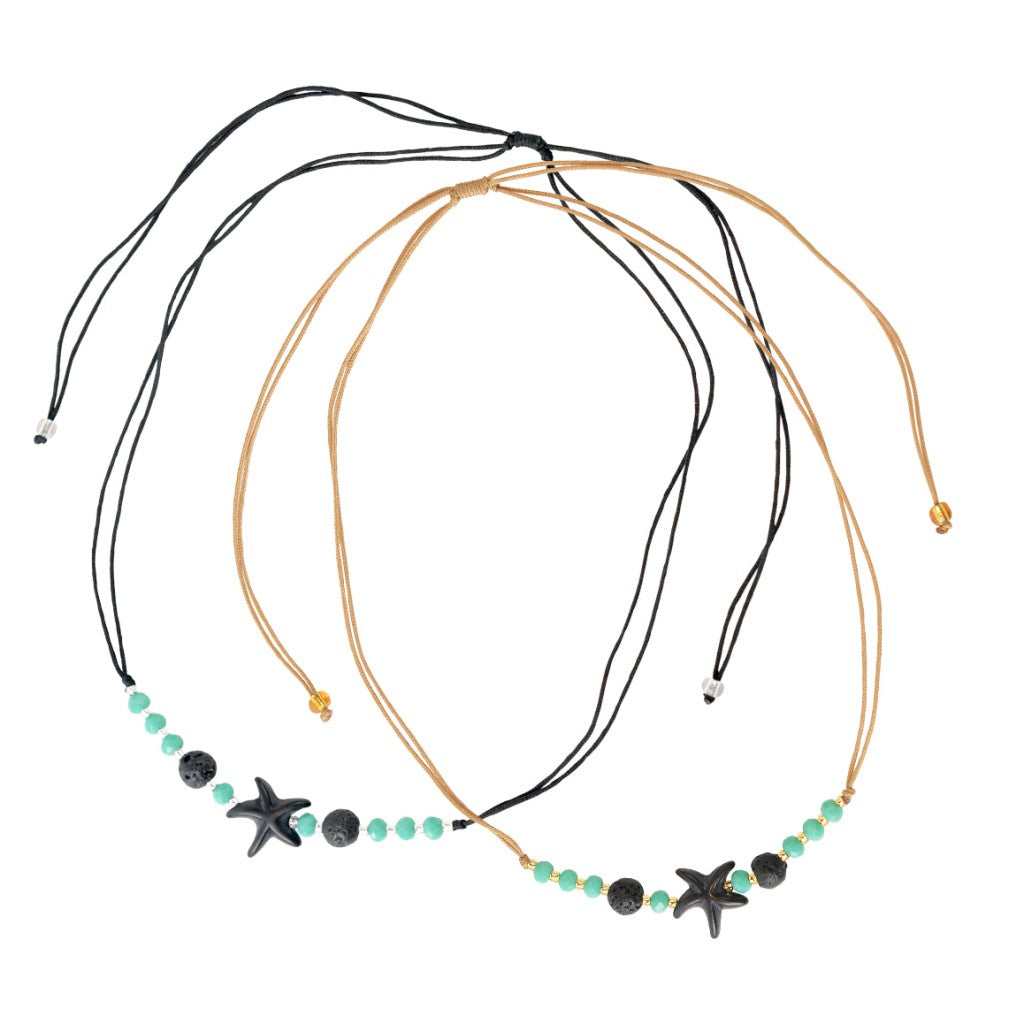 Black Starfish Lava Bead Necklace