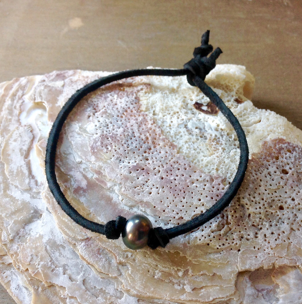 Pearls and Leather Anklet