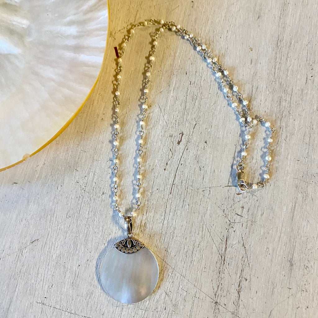 MOP Filigree Circle Necklace