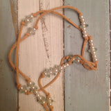Seaglass & Pearls Leather Lariat