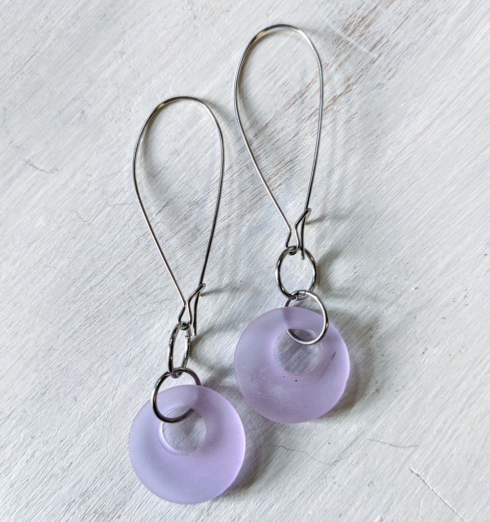Sea Glass Long Hoop Earrings