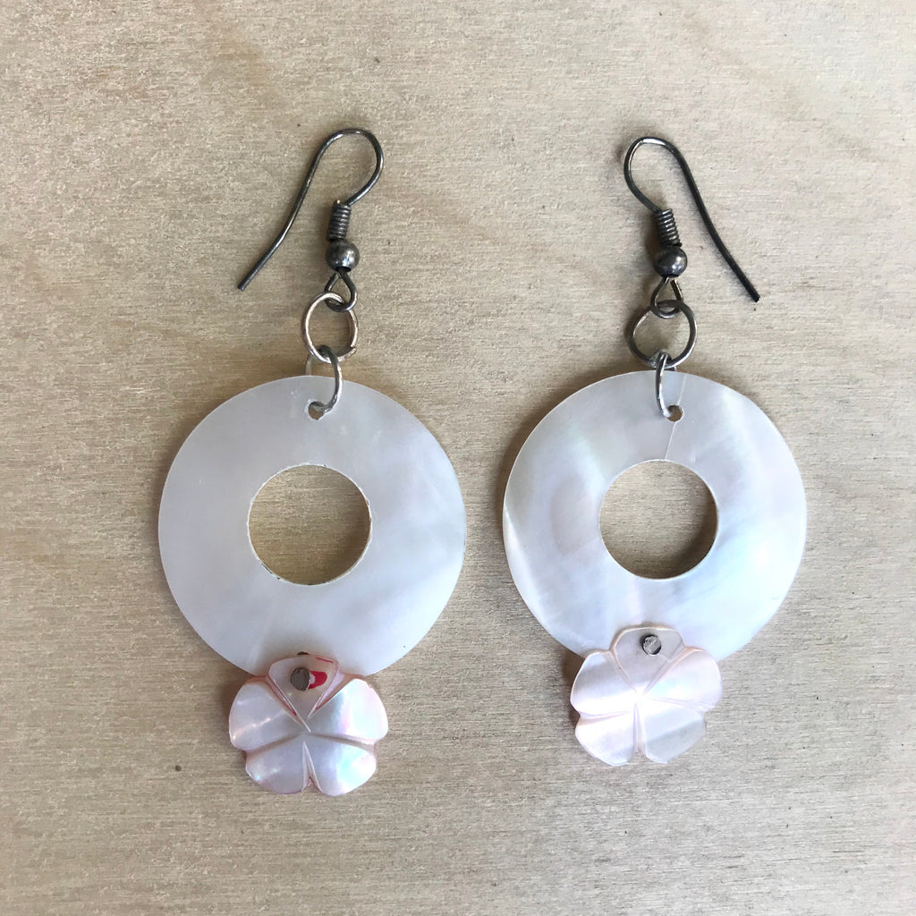 Flower MOP Fancy Drop Earrings