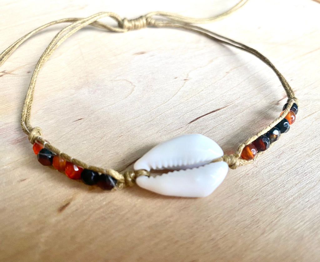 Cowrie Crystal Hemp Anklet