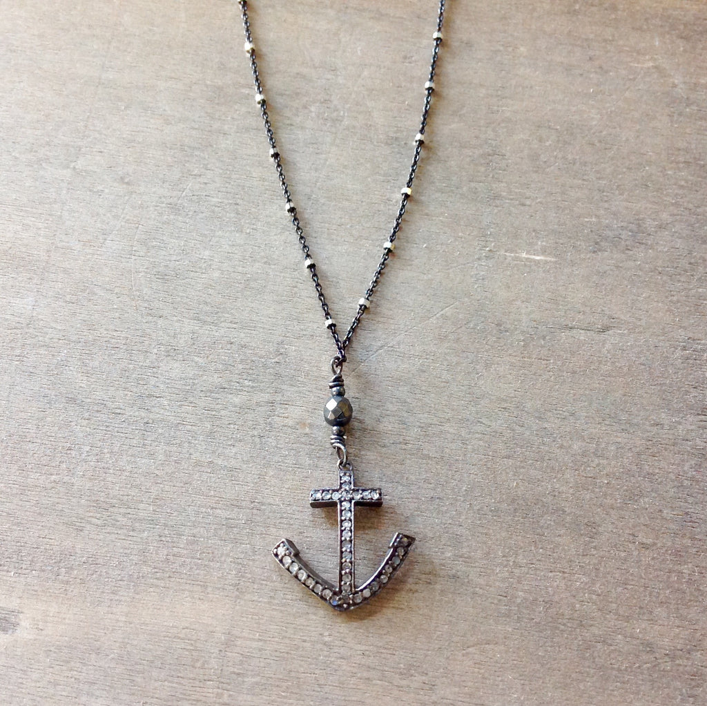 Pave Diamond Anchor Necklace