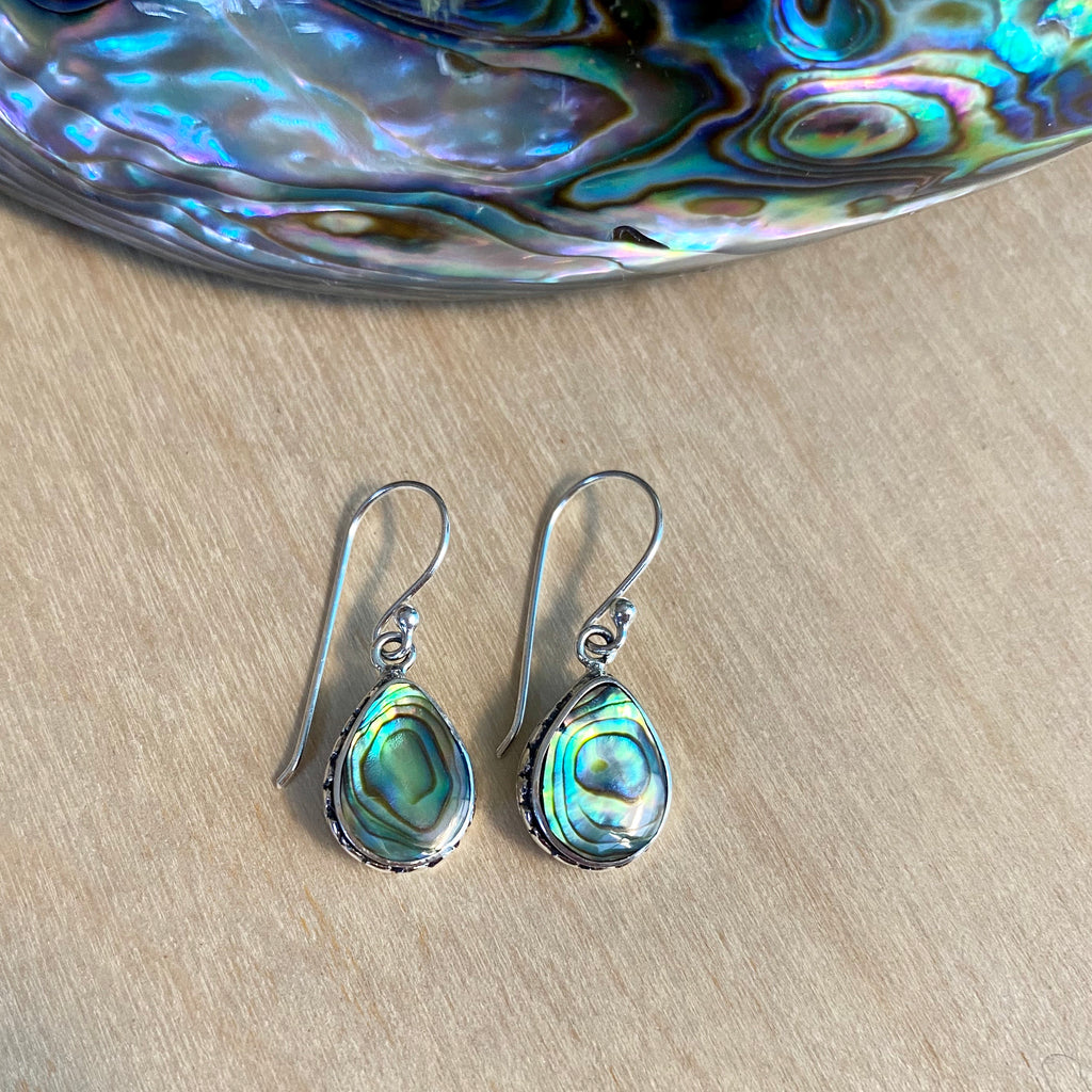 Abalone Peti Point Tear Drop Earrings