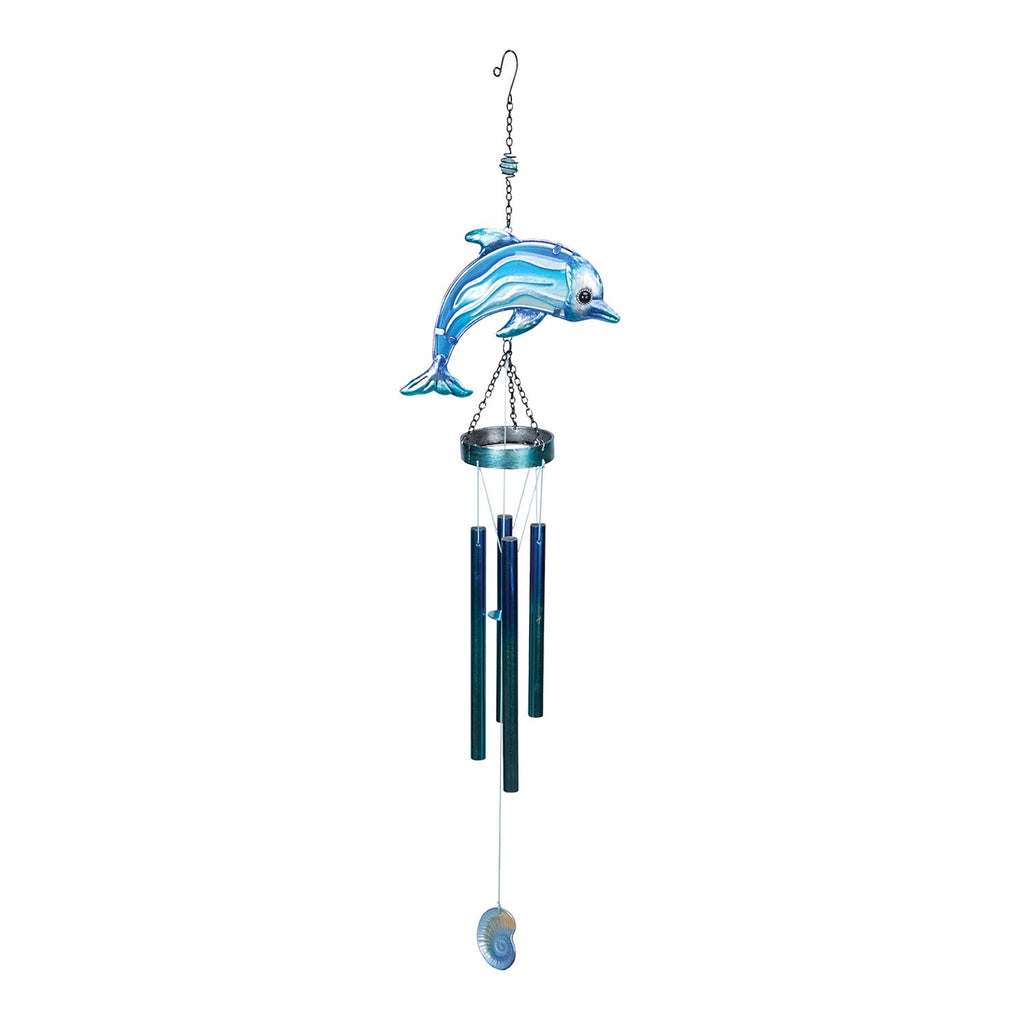 Dolphin Metal Glass Windchime