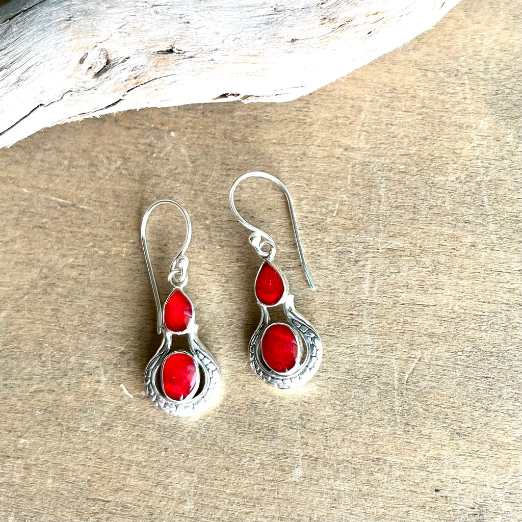 Red Coral Rain Earrings