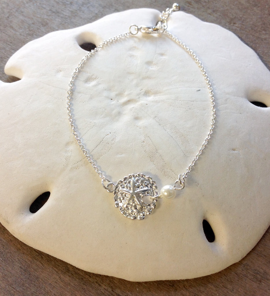 Sand Dollar Pearl Drop Anklet