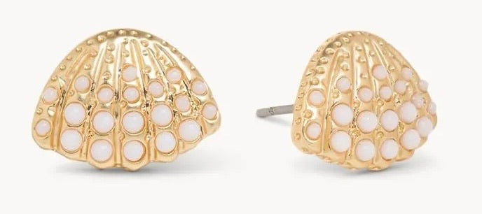 Seashell Gem Stud Earrings