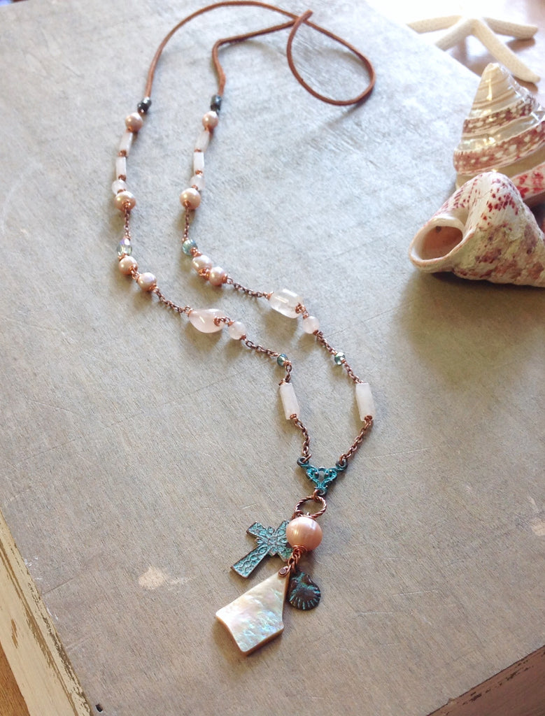 Rose Quartz Pearl Necklace