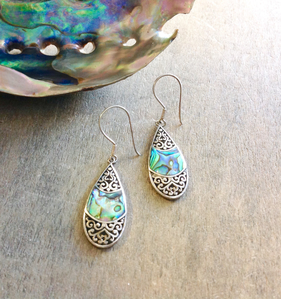 Stylized Tear Drop Filigree Earrings