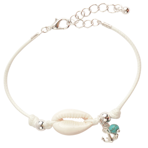 Cowrie Anchor Charm Bracelet