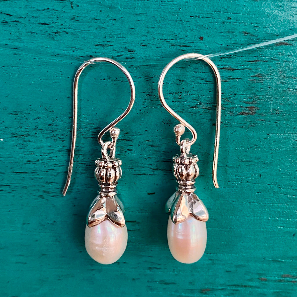Crowned Tulip Pearl Earrings