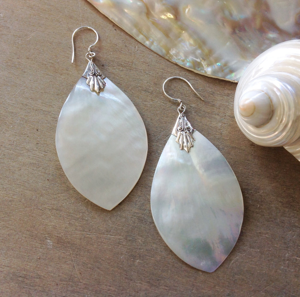 Mother of Pearl Leaf Earrings