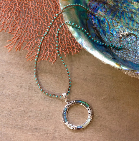 Abalone Circle Pendant Necklace